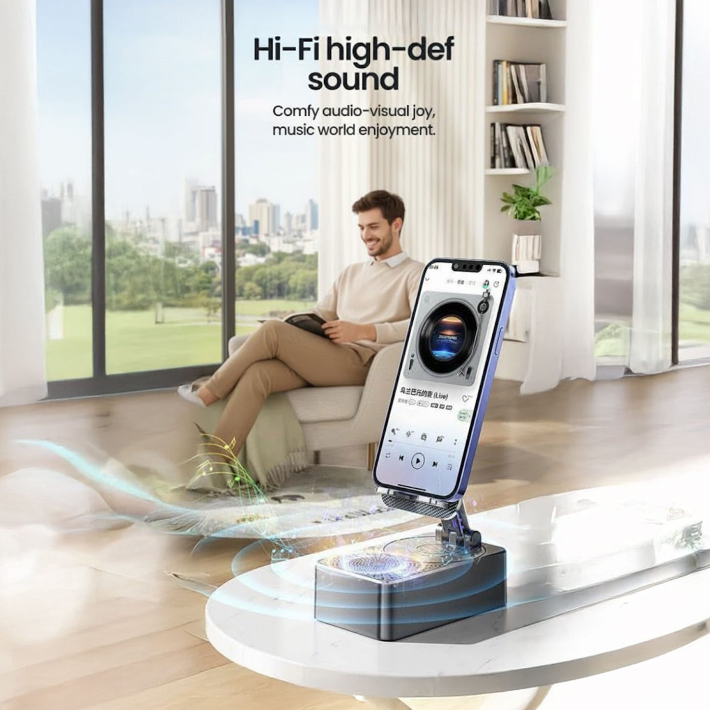 🔥Last Day 50% OFF🔥 HearNHold Bluetooth Speaker & Phone Holder Stand – Portable Wireless Audio Dock for Desk, Tablet, and Mobile