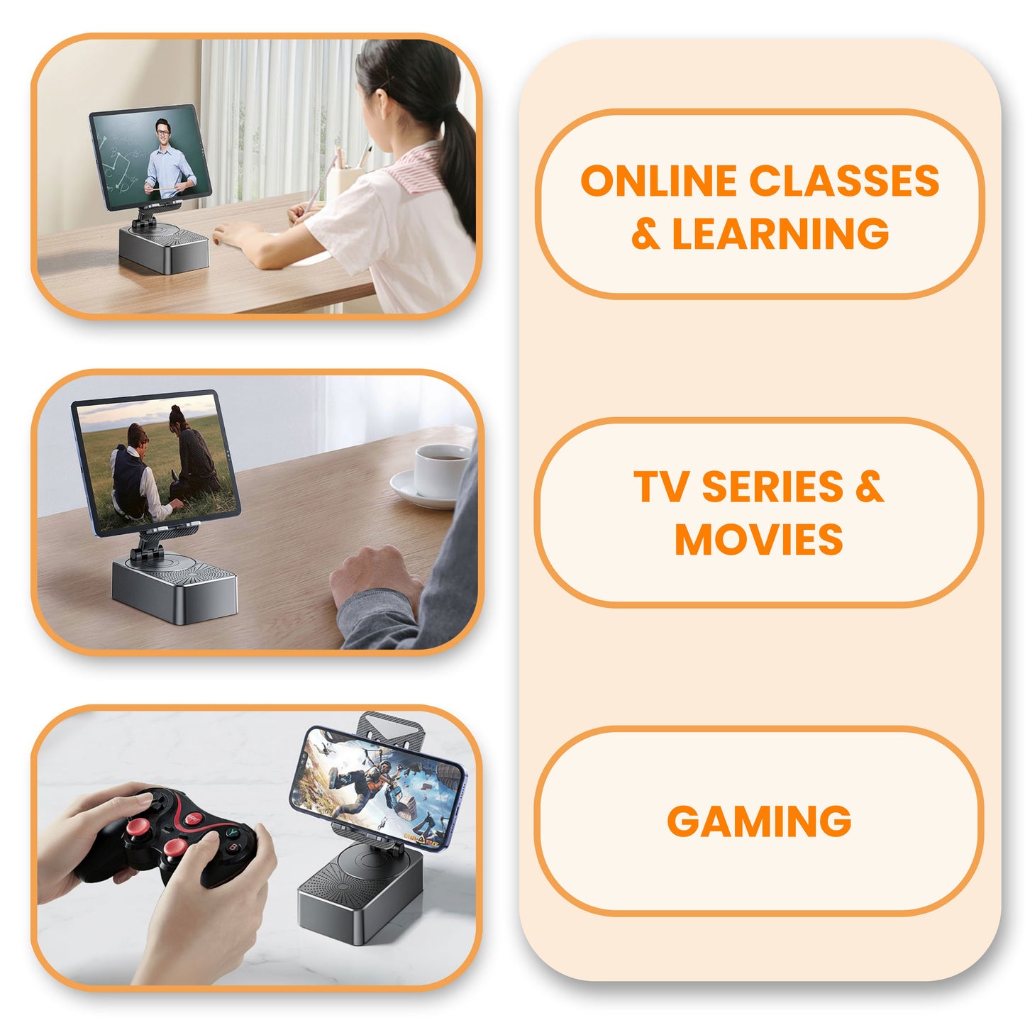 🔥Last Day 50% OFF🔥 HearNHold Bluetooth Speaker & Phone Holder Stand – Portable Wireless Audio Dock for Desk, Tablet, and Mobile