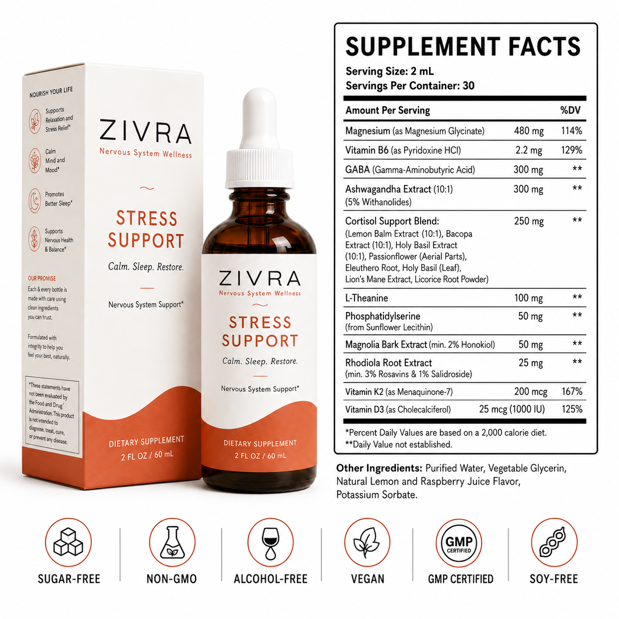 Zivra Stress Support ingredients